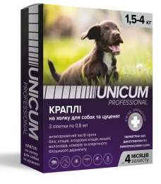 Засоби від паразитів - Unicum PRO - Краплі від бліх та кліщів на холку для собак