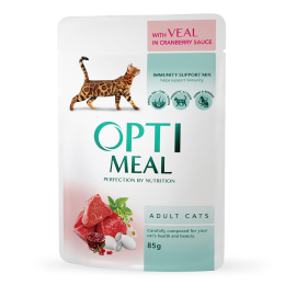 Вологий корм - Вологий корм Optimeal з телятиною в журавлиному соусі для дорослих котів